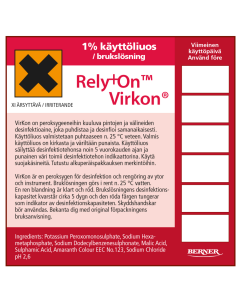 RelyOn Virkon tarra käyttöliuospulloon